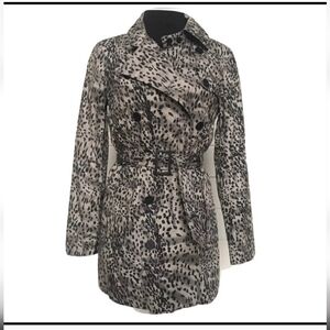 Walter By Walter Baker Animal Print Trench Coat Double Breasted Size Large